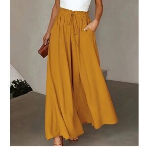 Classic Paper bag High Waisted Pockets Wide leg pants